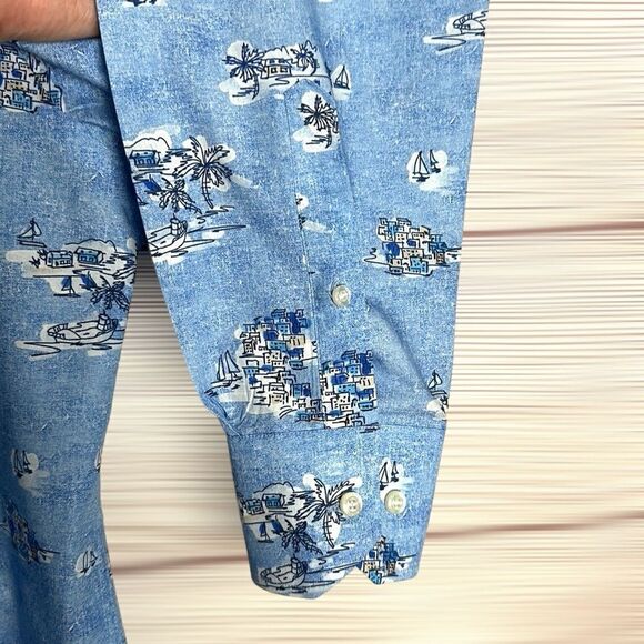 Mirto Spain Button Down Shirt Blue Cotton Nautical Print Size Men’s XXL NWOT - Picture 7 of 15